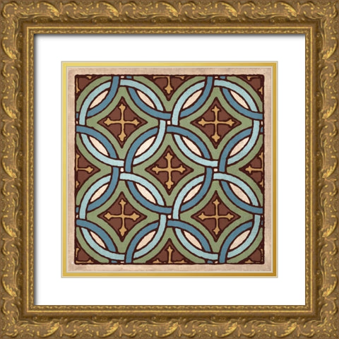 Tile Pattern IV Gold Ornate Wood Framed Art Print with Double Matting by Harbick, N
