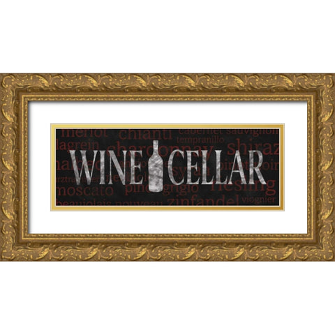Wine Cellar Gold Ornate Wood Framed Art Print with Double Matting by Harbick, N