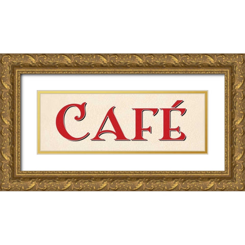 Red Cafe Gold Ornate Wood Framed Art Print with Double Matting by Harbick, N