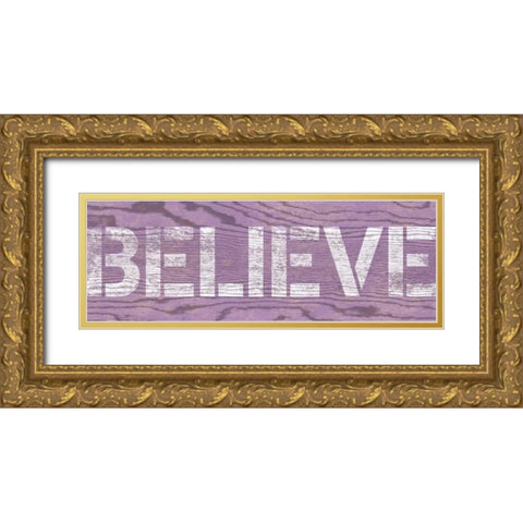 Purple Believe Gold Ornate Wood Framed Art Print with Double Matting by Harbick, N