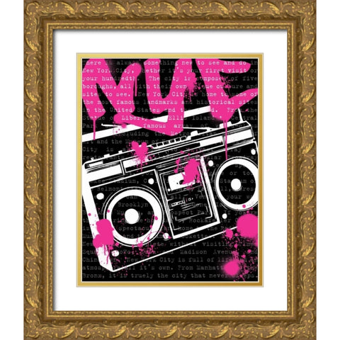 NYC Boom Box Gold Ornate Wood Framed Art Print with Double Matting by Harbick, N