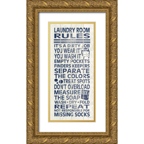 Laundry Room Rules Gold Ornate Wood Framed Art Print with Double Matting by Harbick, N.
