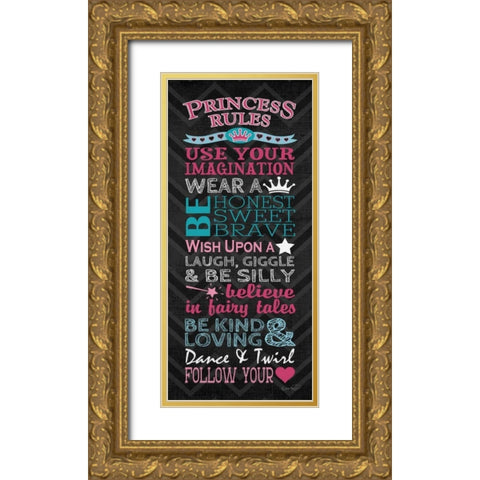 Princess Rules Panel Gold Ornate Wood Framed Art Print with Double Matting by Harbick, N.