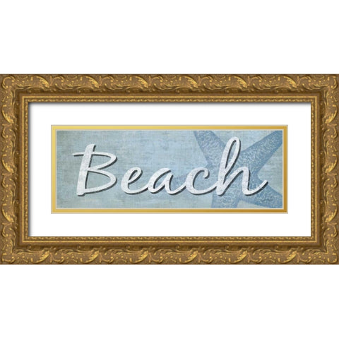 Blue Beach Gold Ornate Wood Framed Art Print with Double Matting by Harbick, N.