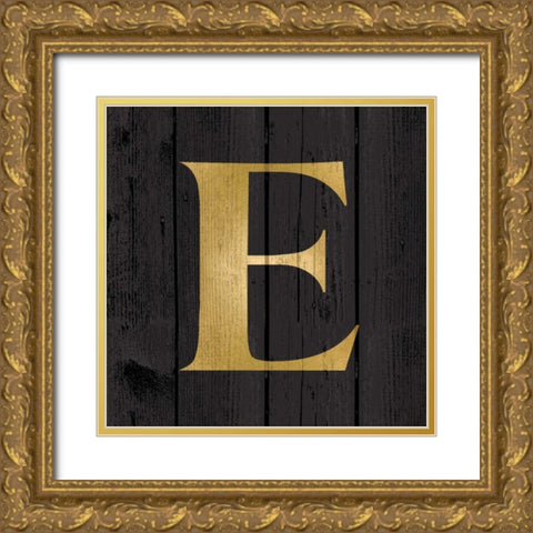 Gold Alphabet E Gold Ornate Wood Framed Art Print with Double Matting by Harbick, N.