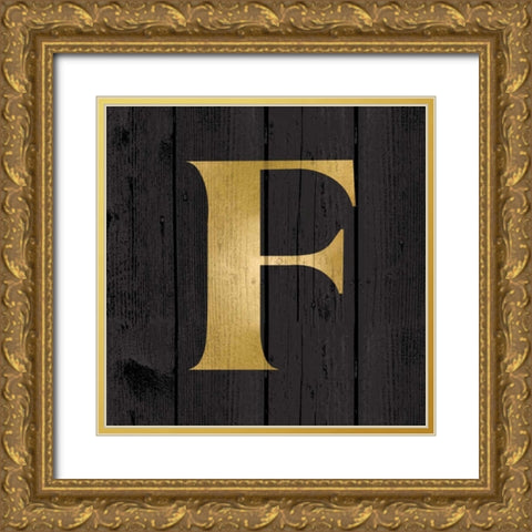Gold Alphabet F Gold Ornate Wood Framed Art Print with Double Matting by Harbick, N.