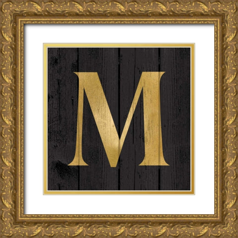 Gold Alphabet M Gold Ornate Wood Framed Art Print with Double Matting by Harbick, N.