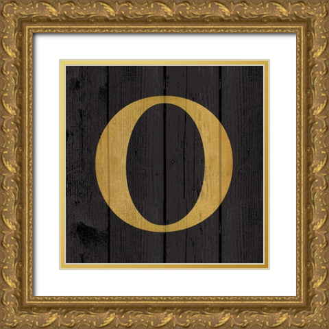 Gold Alphabet O Gold Ornate Wood Framed Art Print with Double Matting by Harbick, N.