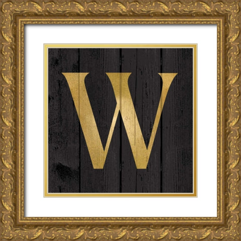 Gold Alphabet W Gold Ornate Wood Framed Art Print with Double Matting by Harbick, N.