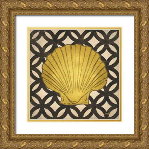 Gold Shells II Gold Ornate Wood Framed Art Print with Double Matting by Harbick, N.