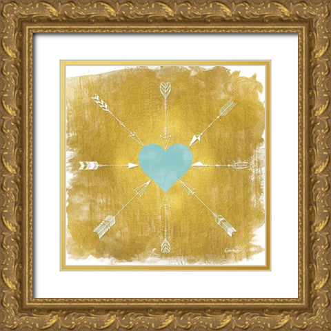 Heart Gold Ornate Wood Framed Art Print with Double Matting by Harbick, N.
