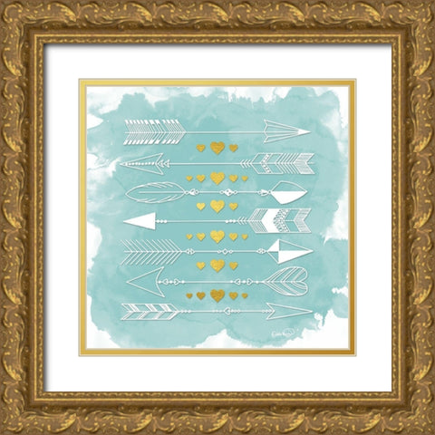 Hearts and Arrows I Gold Ornate Wood Framed Art Print with Double Matting by Harbick, N.