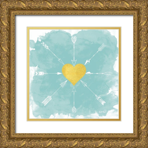 Hears and Arrows II Gold Ornate Wood Framed Art Print with Double Matting by Harbick, N.