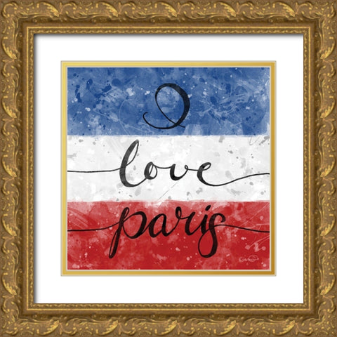 I Love Paris Gold Ornate Wood Framed Art Print with Double Matting by Harbick, N.