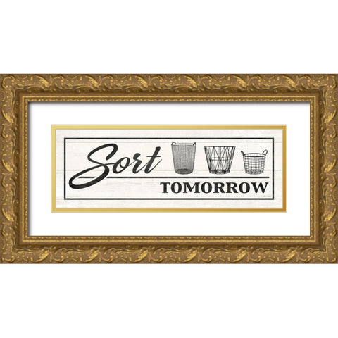 Farmhouse Laundry Sort Gold Ornate Wood Framed Art Print with Double Matting by Harbick, N.