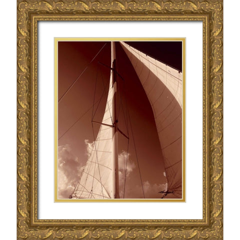 Windward Sail IV Gold Ornate Wood Framed Art Print with Double Matting by Hausenflock, Alan