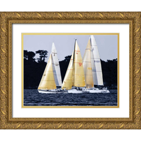 Race at Annapolis I Gold Ornate Wood Framed Art Print with Double Matting by Hausenflock, Alan