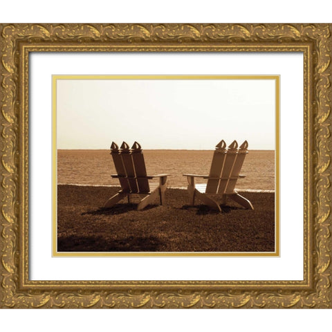 Adirondack Chairs I Gold Ornate Wood Framed Art Print with Double Matting by Hausenflock, Alan