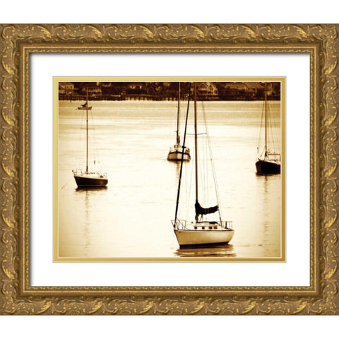St. Augustine Harbor I Gold Ornate Wood Framed Art Print with Double Matting by Hausenflock, Alan
