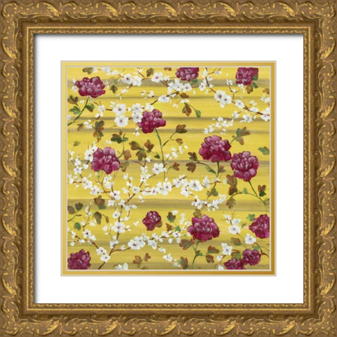 Peonies and Dogwoods Gold Ornate Wood Framed Art Print with Double Matting by Lee, Scott