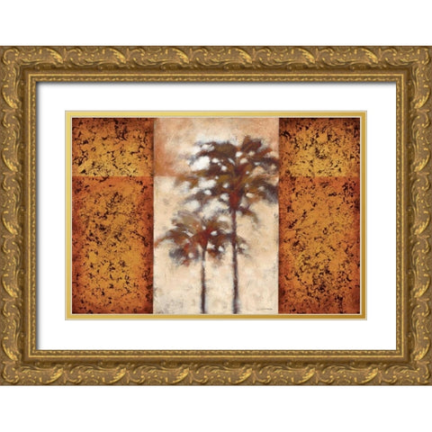 Sunset Palms II Gold Ornate Wood Framed Art Print with Double Matting by Lee, Scott