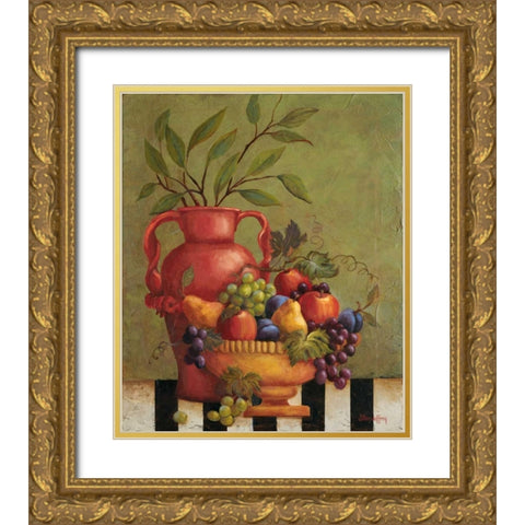 Fresco Fruit I Gold Ornate Wood Framed Art Print with Double Matting by Jeffrey, Jillian