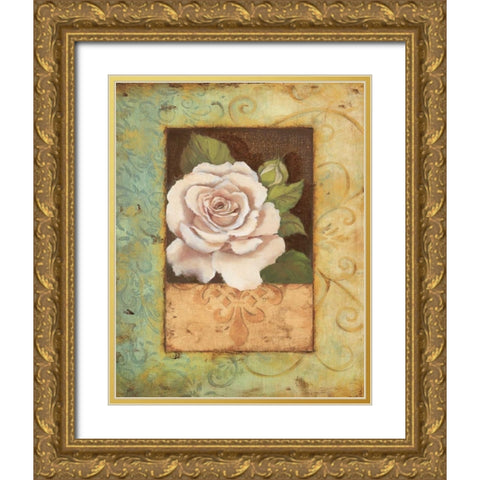 Antique Rose I Gold Ornate Wood Framed Art Print with Double Matting by Jeffrey, Jillian