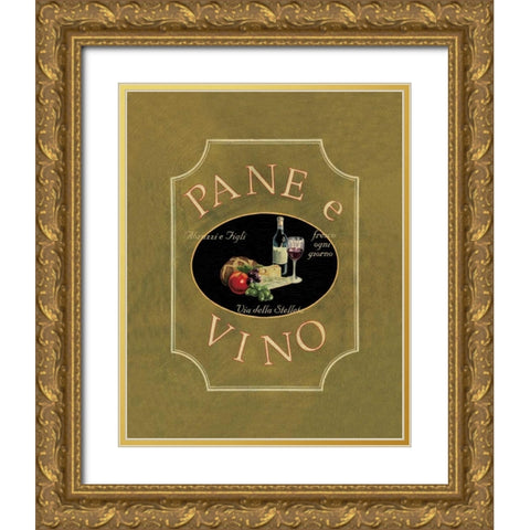 Pane e Vino Gold Ornate Wood Framed Art Print with Double Matting by Jones, Catherine