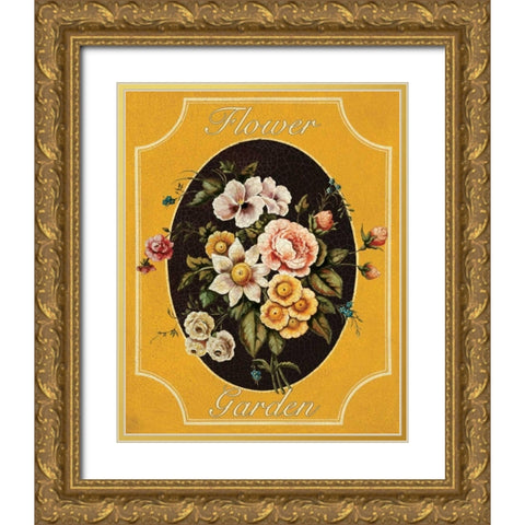 Flower Garden Gold Ornate Wood Framed Art Print with Double Matting by Jones, Catherine