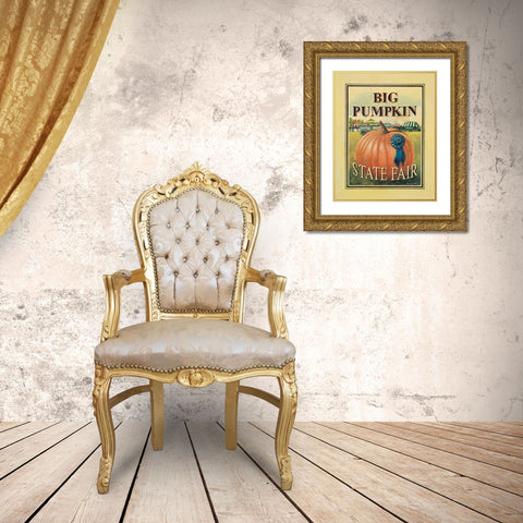 Big Pumpkin Gold Ornate Wood Framed Art Print with Double Matting by Jones, Catherine