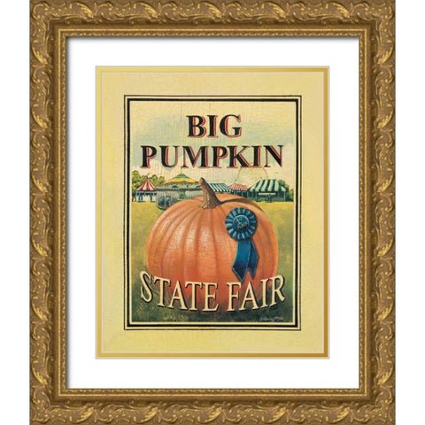 Big Pumpkin Gold Ornate Wood Framed Art Print with Double Matting by Jones, Catherine