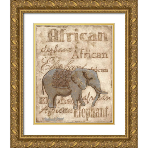 African Gold Ornate Wood Framed Art Print with Double Matting by Jones, Catherine