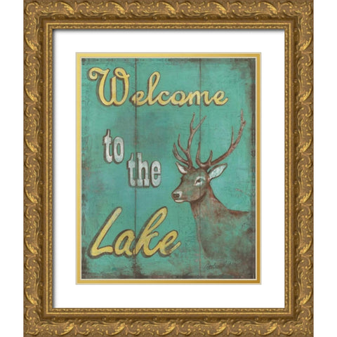 Lake Welcome Gold Ornate Wood Framed Art Print with Double Matting by Jones, Catherine