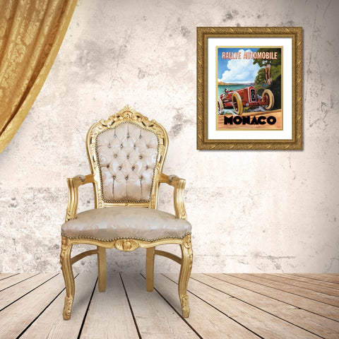 Monaco Rallye Gold Ornate Wood Framed Art Print with Double Matting by Jones, Catherine