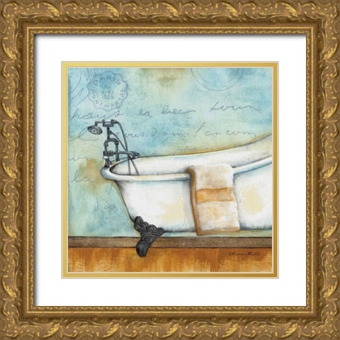 Relax Bath Gold Ornate Wood Framed Art Print with Double Matting by Knold, Donald