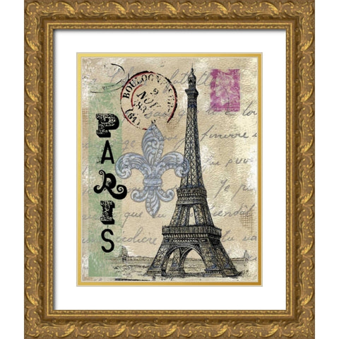 Travel Paris Gold Ornate Wood Framed Art Print with Double Matting by Knold, Donna