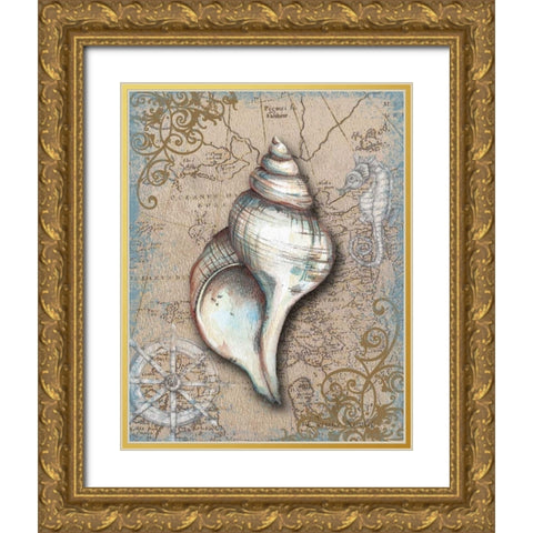 Nautical Treasures II Gold Ornate Wood Framed Art Print with Double Matting by Knold, Donna