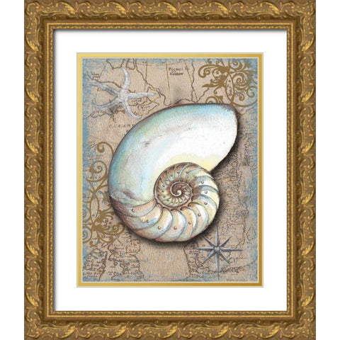 Nautical Treasures III Gold Ornate Wood Framed Art Print with Double Matting by Knold, Donna