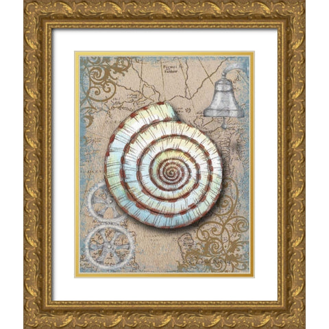 Nautical Treasures IV Gold Ornate Wood Framed Art Print with Double Matting by Knold, Donna