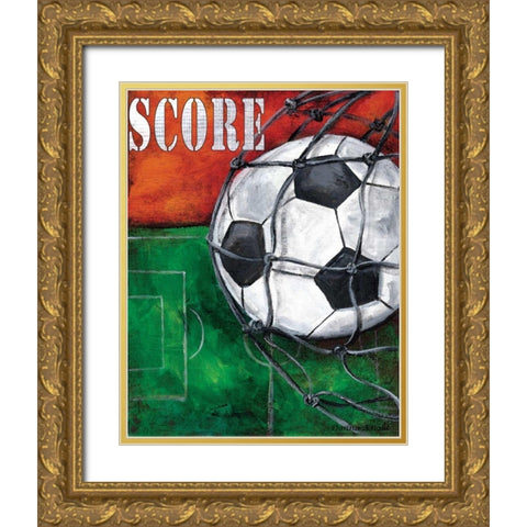 Soccer Gold Ornate Wood Framed Art Print with Double Matting by Knold, Donna