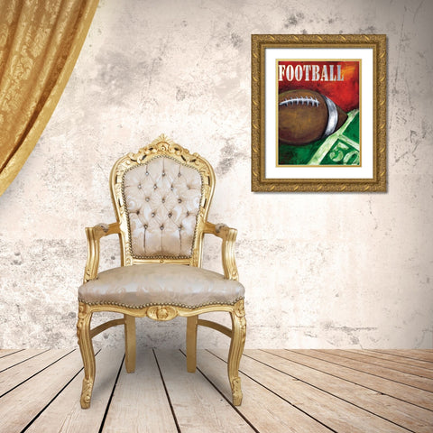 Football Gold Ornate Wood Framed Art Print with Double Matting by Knold, Donna