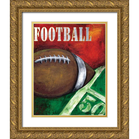 Football Gold Ornate Wood Framed Art Print with Double Matting by Knold, Donna