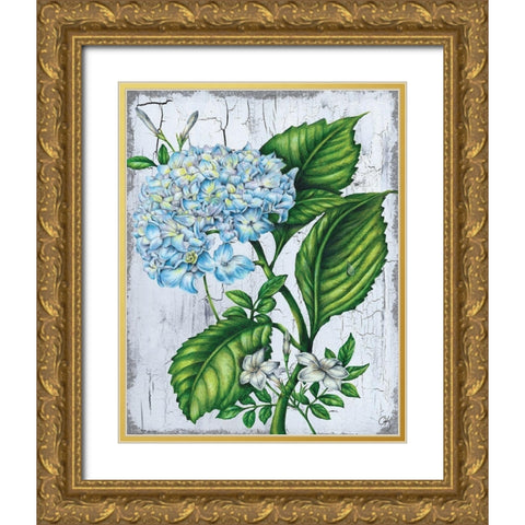 Hydranngea Gold Ornate Wood Framed Art Print with Double Matting by K, Onna