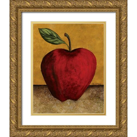Apple Gold Ornate Wood Framed Art Print with Double Matting by Kime, John