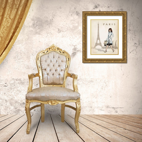 Paris Gold Ornate Wood Framed Art Print with Double Matting by Laliberte, Andrea