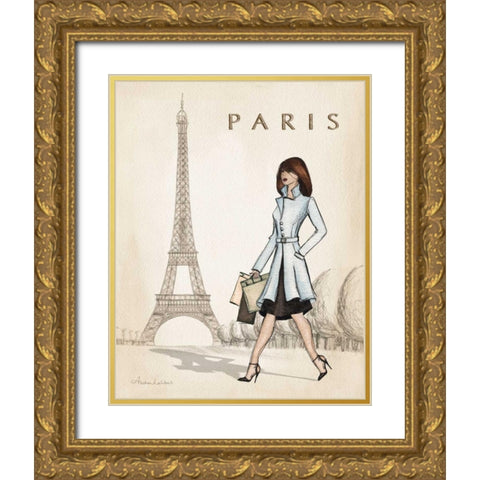 Paris Gold Ornate Wood Framed Art Print with Double Matting by Laliberte, Andrea
