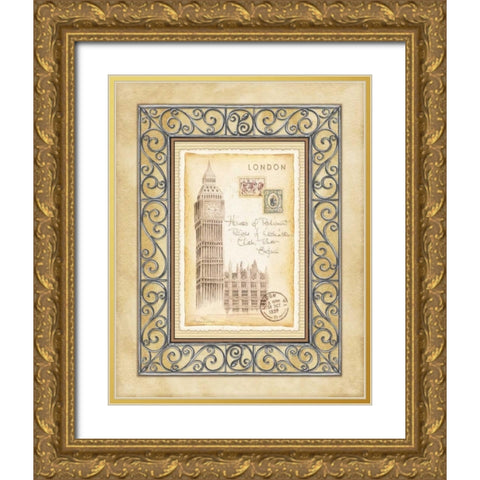 London Postcard Gold Ornate Wood Framed Art Print with Double Matting by Laliberte, Andrea