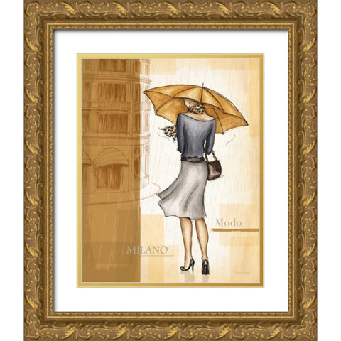 Rain Milano Gold Ornate Wood Framed Art Print with Double Matting by Laliberte, Andrea