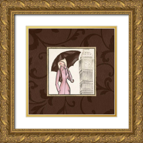 London in Pink Gold Ornate Wood Framed Art Print with Double Matting by Laliberte, Andrea