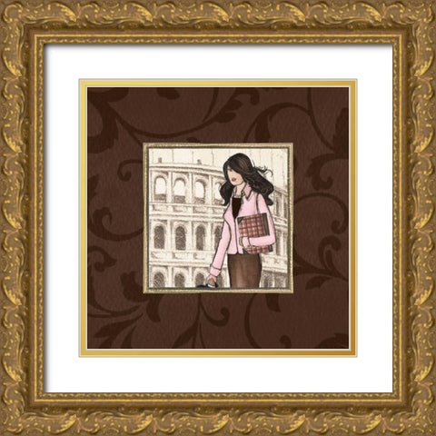 Roma in Pink Gold Ornate Wood Framed Art Print with Double Matting by Laliberte, Andrea